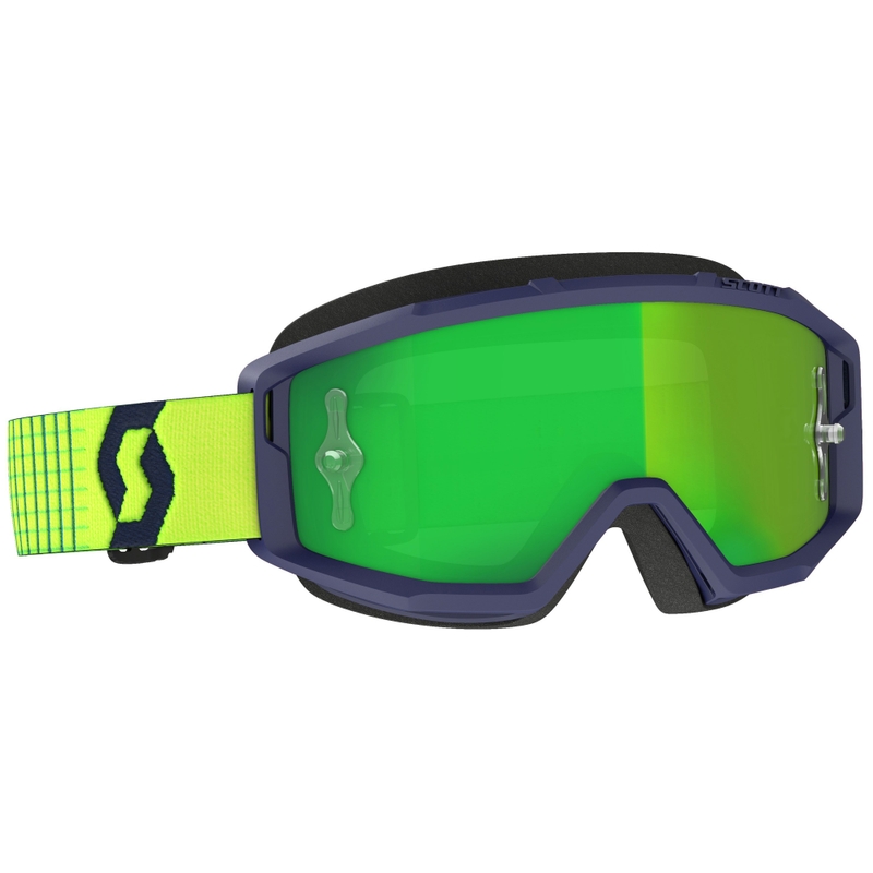 Ochelari de motocross SCOTT Primal CH albastru-galben cu plexiglas crom verde