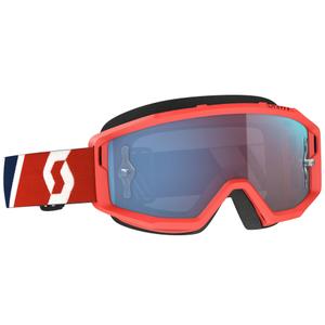 Ochelari de motocross SCOTT Primal CH roșu-albastru cu plexiglas crom albastru
