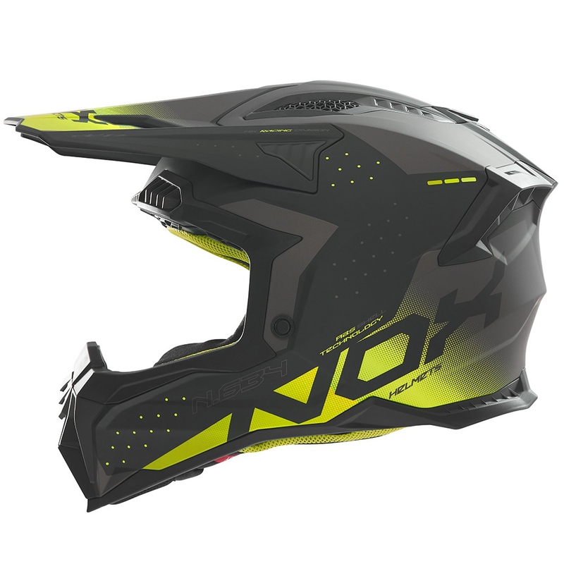 Casca motocross NOX N634 negru mat-galben fluo