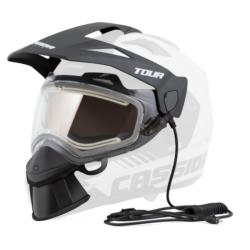 Kit pentru încălzirea electrică a căștilor de plexiglas Cassida Tour cu plexiglas transparent și ecran antiaburire portocaliu