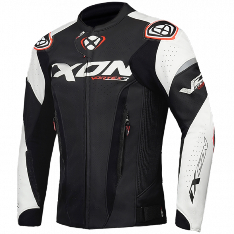 Geacă moto din piele IXON Vortex 3 negru-alb