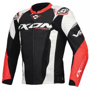 Geacă moto din piele IXON Vortex 3 negru-alb-roșu