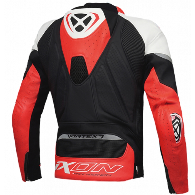 Geacă moto din piele IXON Vortex 3 negru-alb-roșu