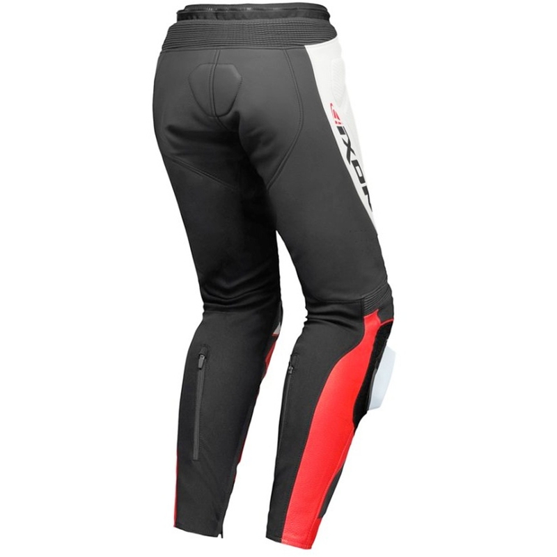 Pantaloni moto din piele IXON Vortex 3 negru-alb-rosu