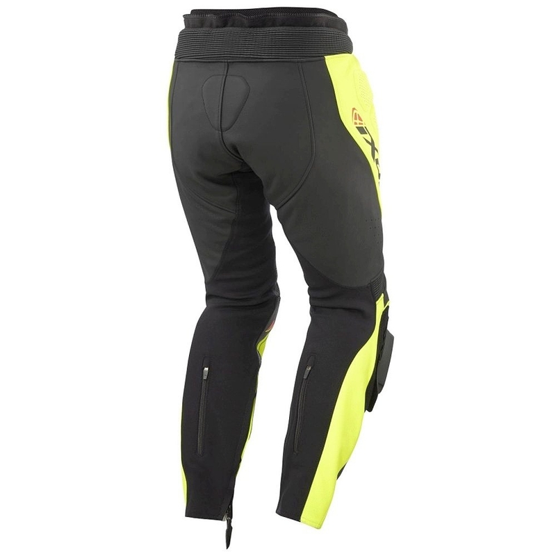 Pantaloni moto din piele IXON Vortex 3 negru-galben fluo