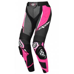 Pantaloni moto dama piele IXON Vortex 3 negru-roz-alb