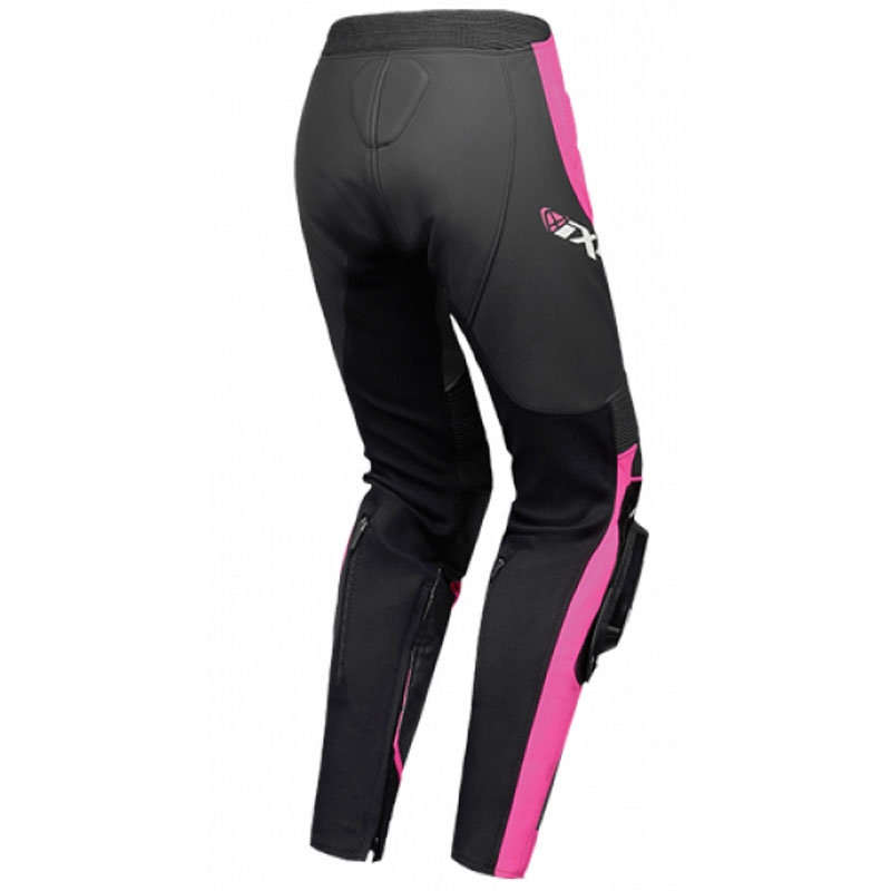 Pantaloni moto dama piele IXON Vortex 3 negru-roz-alb