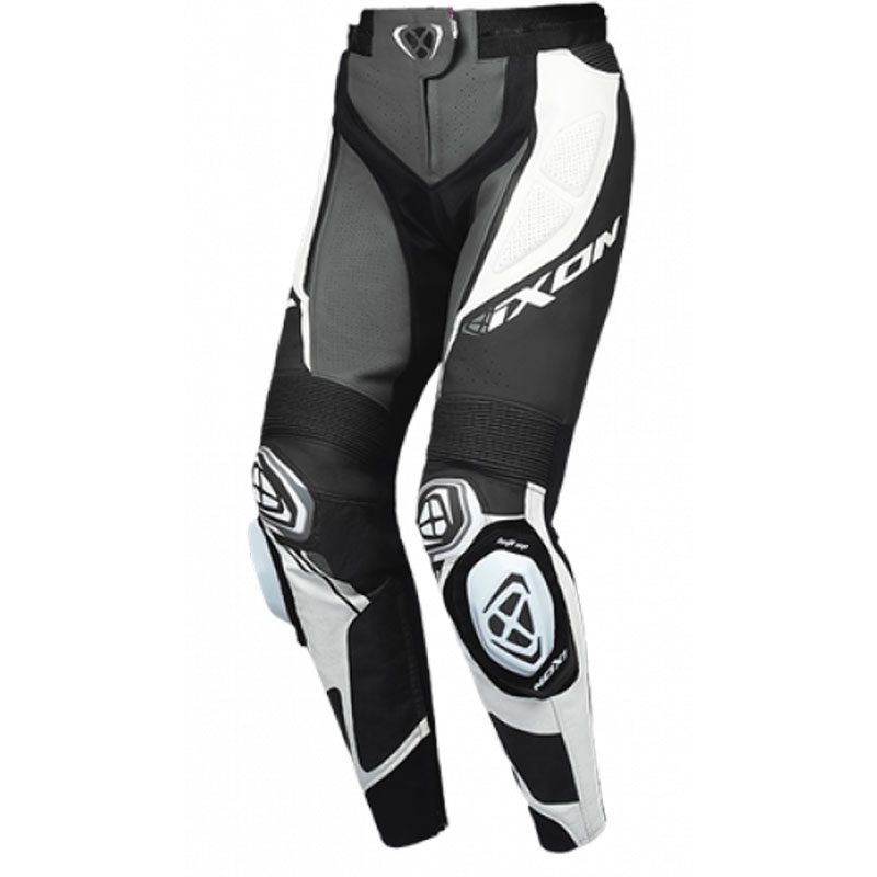 Pantaloni motociclete damă din piele IXON Vortex 3 negru-antracit-alb