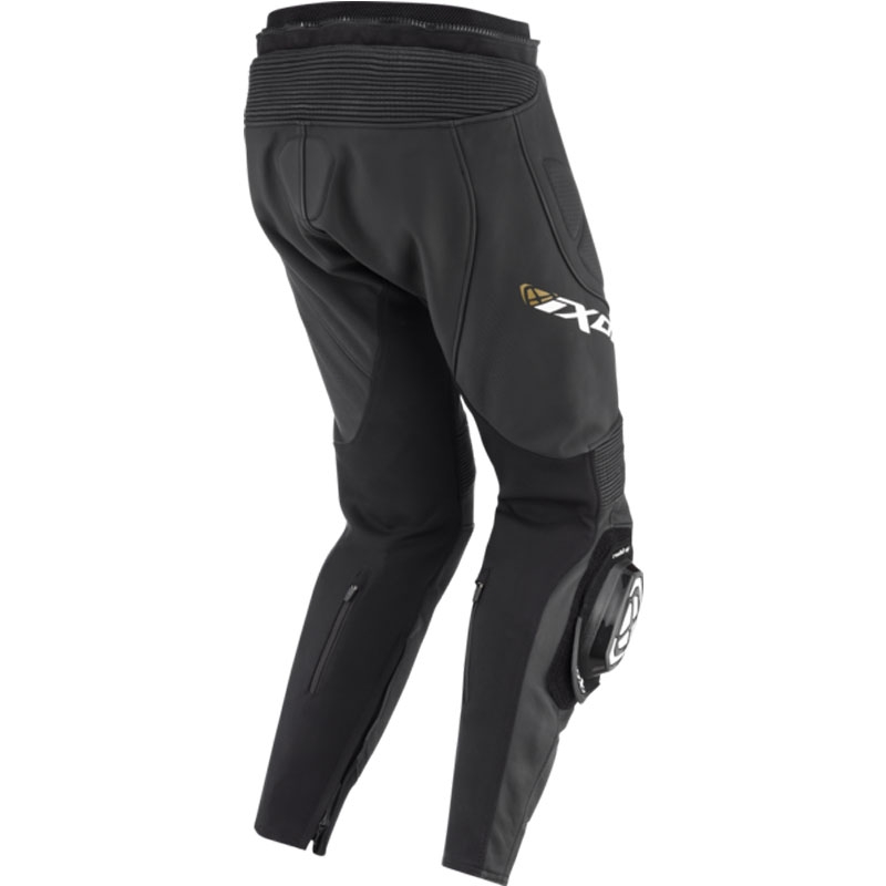 Pantaloni motociclete damă din piele IXON Vortex 3 negru-alb-auriu