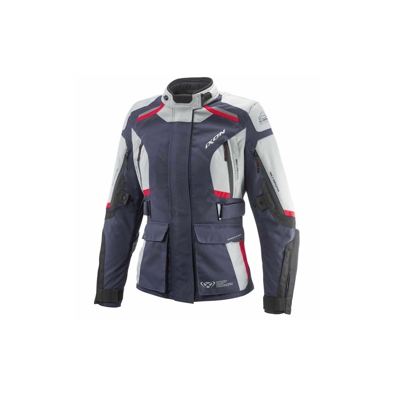 Geaca moto dama IXON Midgard gri-albastru-negru