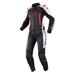 Salopeta de motocicletă Shima Miura Black-White-Fluo Red pentru femei lichidare