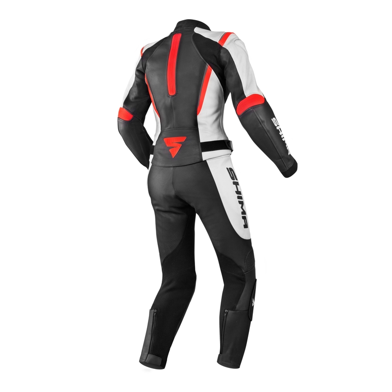 Salopeta de motocicletă Shima Miura Black-White-Fluo Red pentru femei lichidare