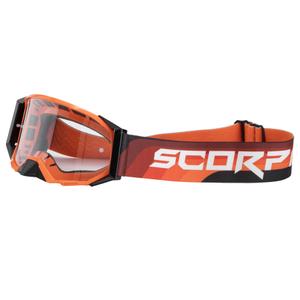 Ochelari de motocross Scorpion E24 portocaliu-negru cu plexiglas transparent
