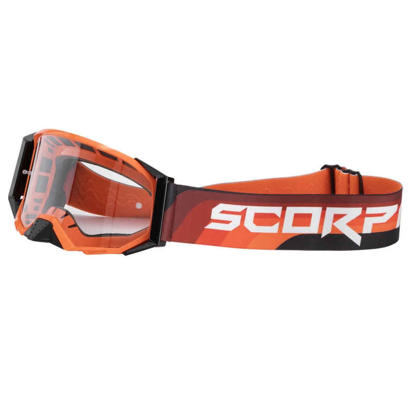 Ochelari de motocross Scorpion E24 portocaliu-negru cu plexiglas transparent
