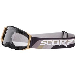 Ochelari de motocross Scorpion E24 auriu-negru cu plexiglas transparent