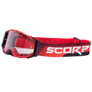 Ochelari de protecție Scorpion E24 de motocross roșu-negru cu plexiglas transparent