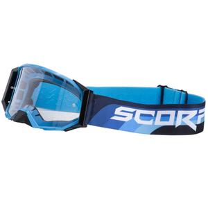 Ochelari de motocross Scorpion E24 albastru-negru cu plexiglas transparent