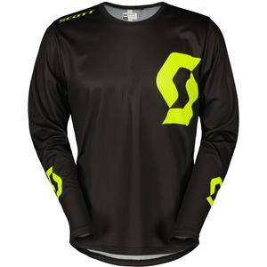 Tricou motocross SCOTT Compete negru-galben fluo