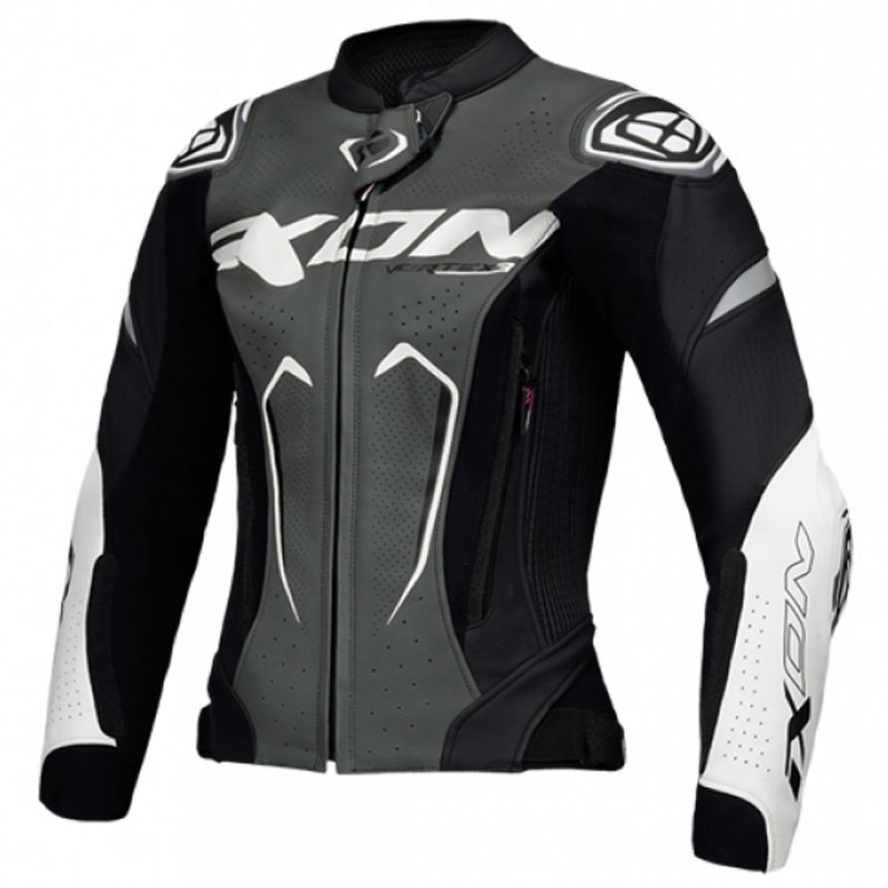 Geaca de motociclete din piele de dama IXON Vortex 3 negru-antracit-alb