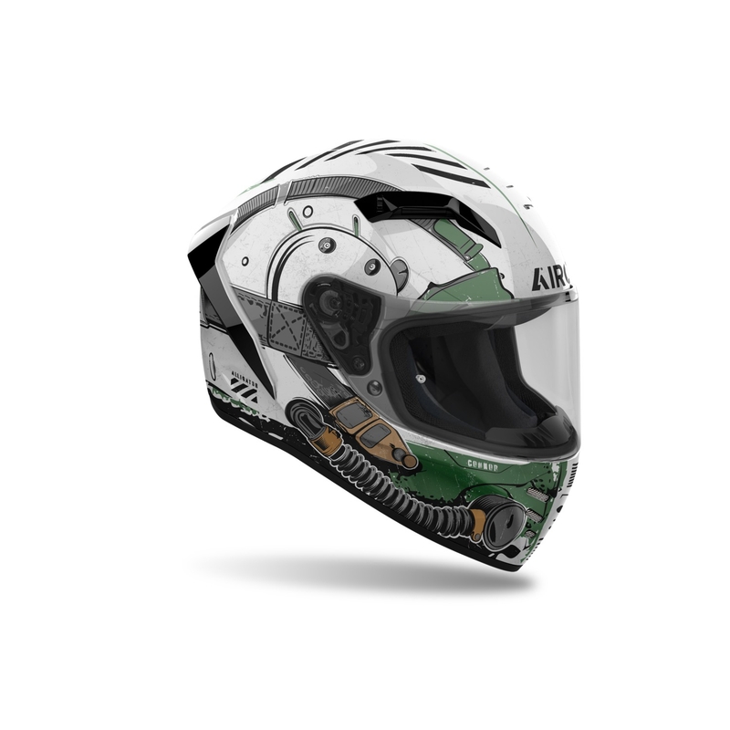 Casca integrală pentru motocicletă Airoh CONNOR Aligator alb-verde lucios