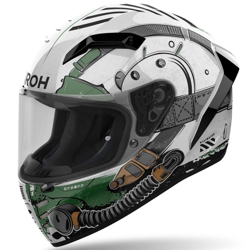 Casca integrală pentru motocicletă Airoh CONNOR Aligator alb-verde lucios
