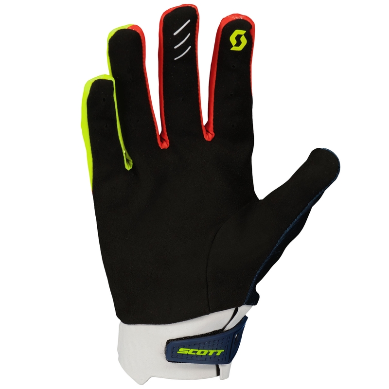 Mănuși de motocross SCOTT EVO RACE albastru-roșu-galben fluo