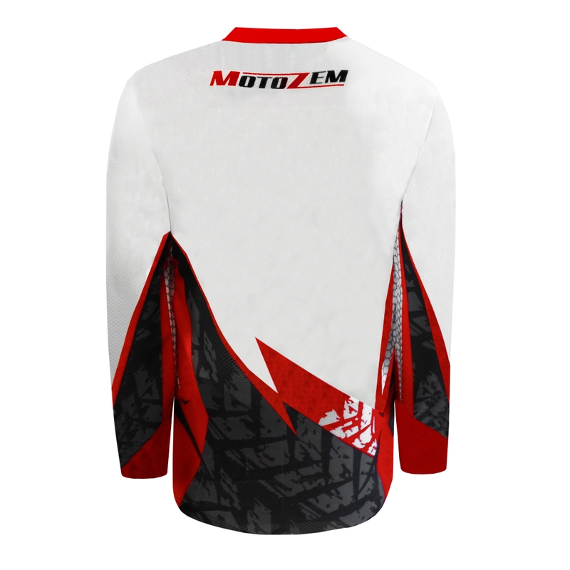 Tricou motocross MotoZem Ground MX alb-negru-roșu