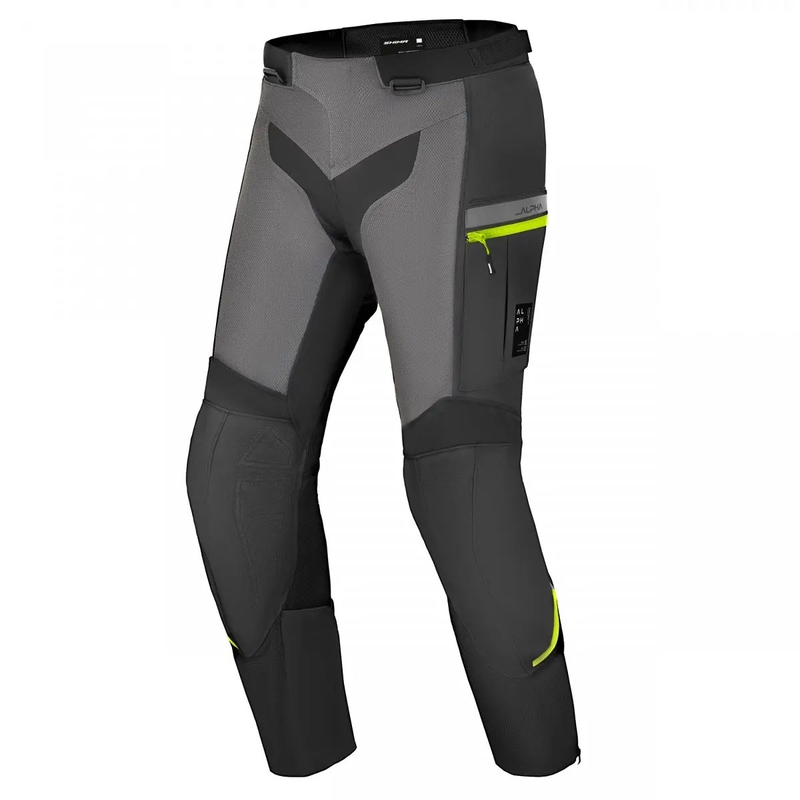 Pantaloni moto Shima Alpha negru-gri-galben fluo
