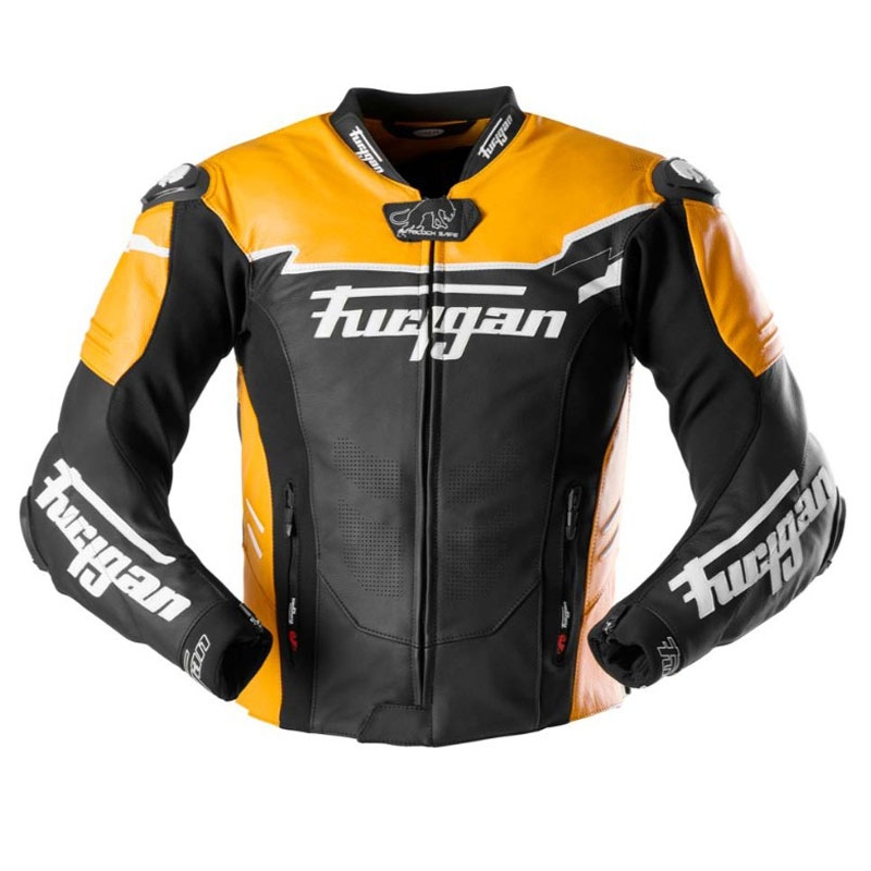 Geacă moto din piele Furygan Signature 55 negru-galben