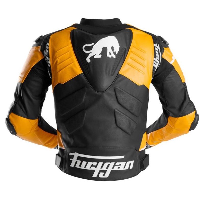 Geacă moto din piele Furygan Signature 55 negru-galben