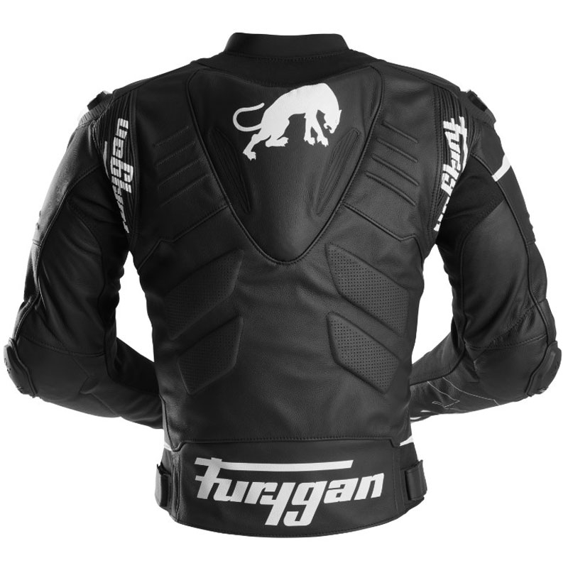 Geacă moto din piele Furygan Sirius alb-negru