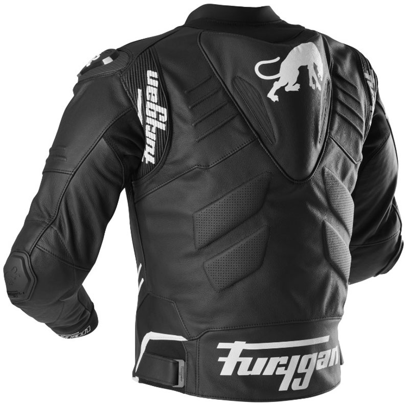 Geacă moto din piele Furygan Sirius alb-negru