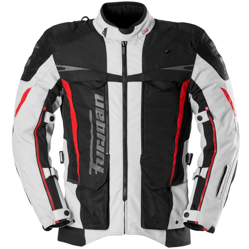 Geacă de motocicletă Furygan Montroc Kevlar® Primaloft® 3IN1+ negru-bej-roșu