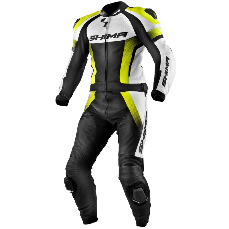 Salopetă de motocicletă Shima STR negru-alb-fluo galben lichidare