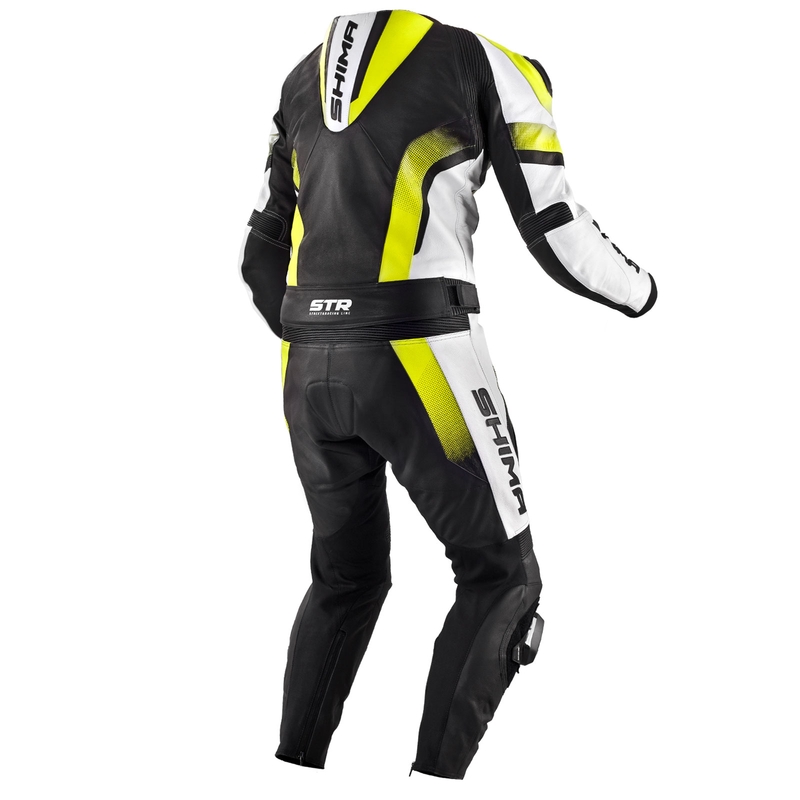 Salopetă de motocicletă Shima STR negru-alb-fluo galben lichidare