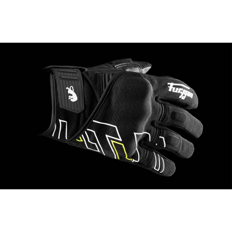 Mănuși moto Furygan Jet Neon D3O negru-alb-galben fluo
