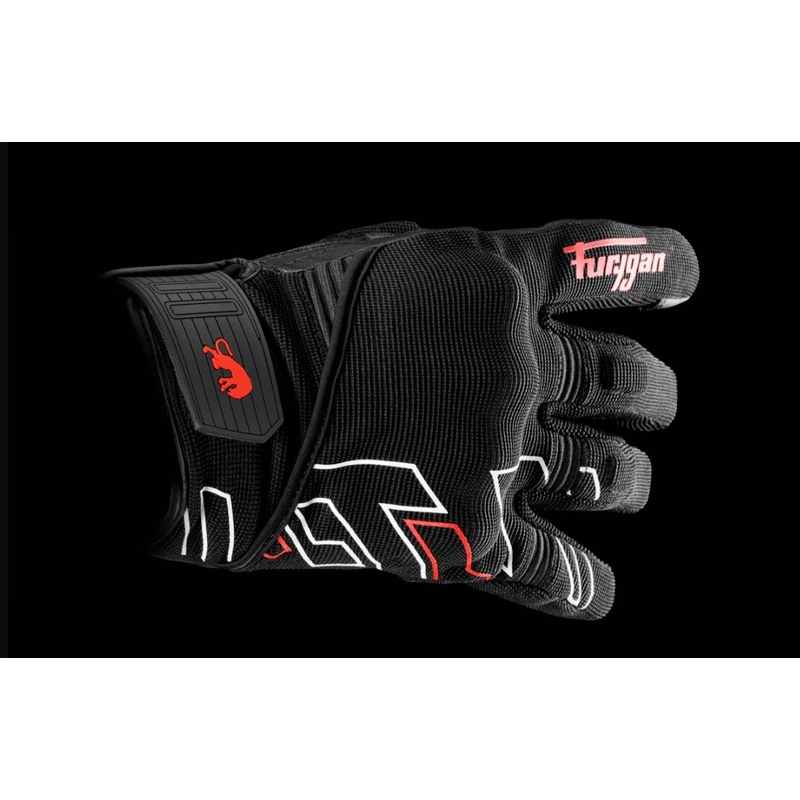 Manusi moto Furygan Jet Neon D3O negru-alb-rosu