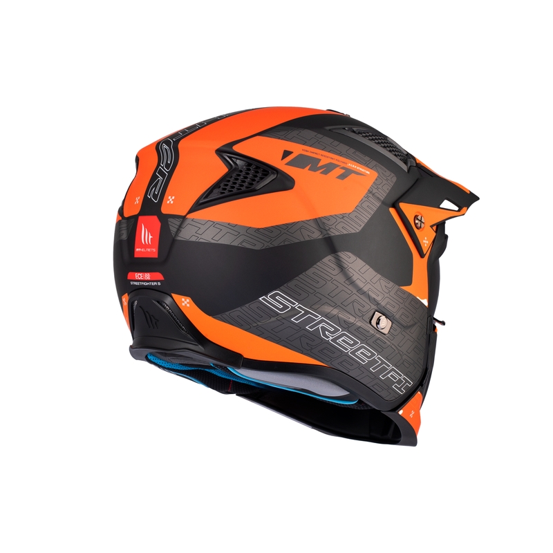 Cască de motocicletă MT Streetfighter SV Totem B4 negru-gri-albastru-portocaliu
