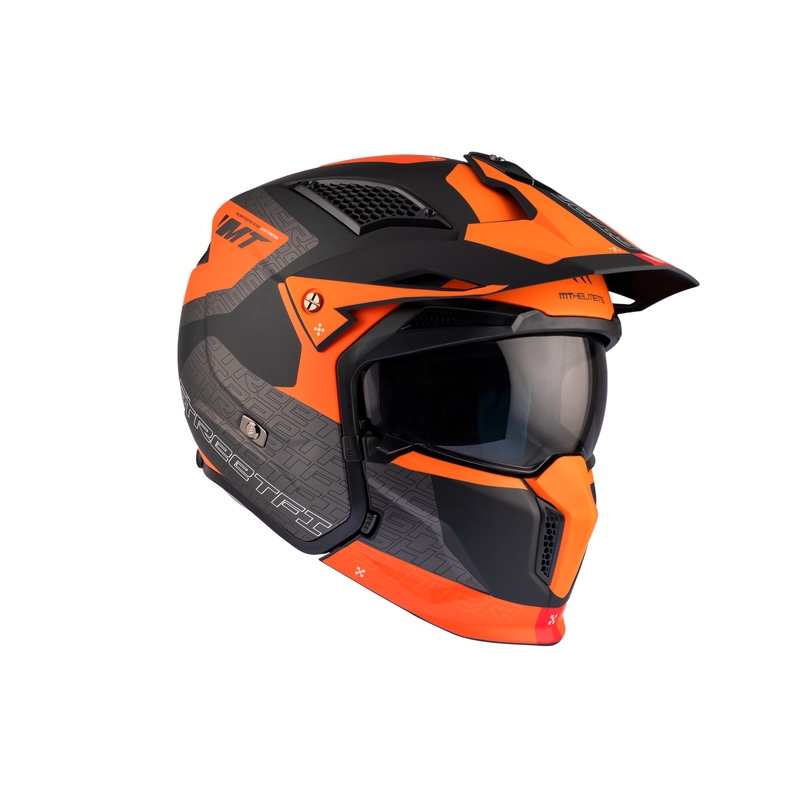 Cască de motocicletă MT Streetfighter SV Totem B4 negru-gri-albastru-portocaliu