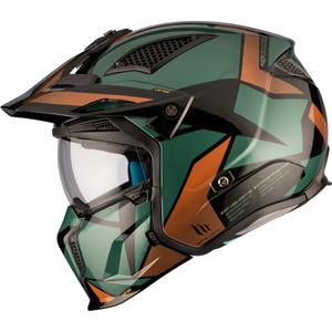 Otevřená přilba s maskou MT Streetfighter SV S P1R A9 černo-hnědo-zelená lichidare