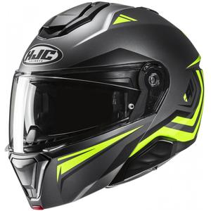 Casca de motocicleta HJC i91 Tricus MC3HSF rabatabila negru-galben fluo