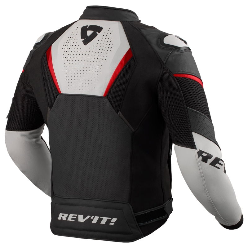 Geacă de motocicletă din piele Revit Automate negru-gri deschis