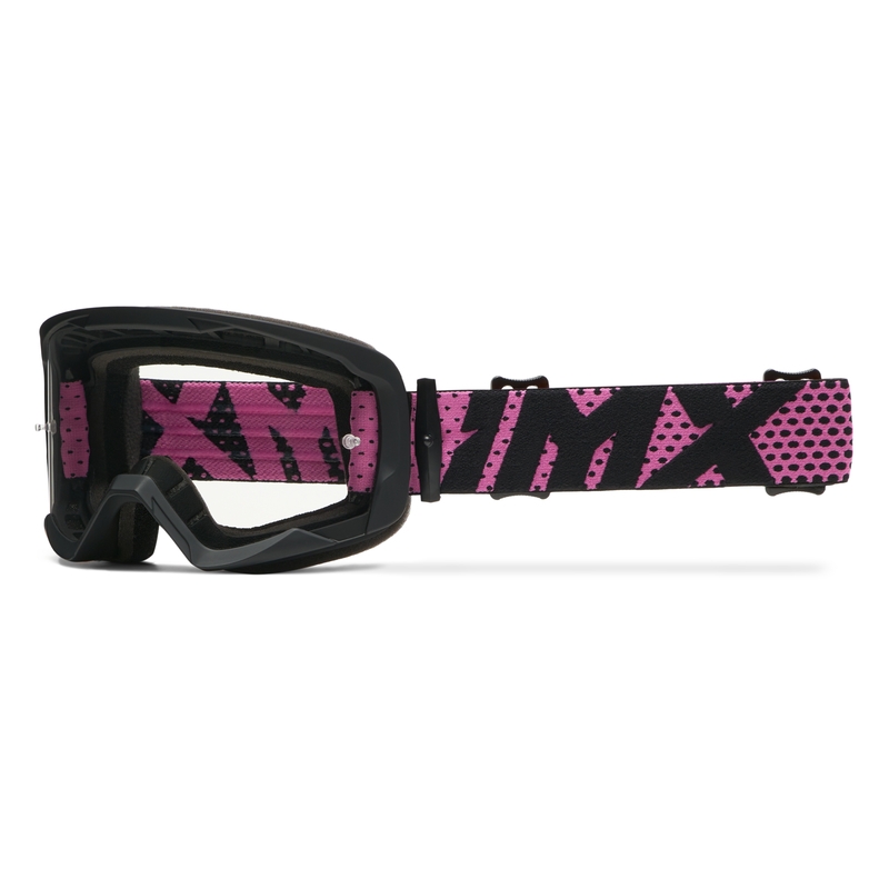 Ochelari de protecție iMX Endurance Flip pentru motocicletă negru-roz cu plexiglas iridium