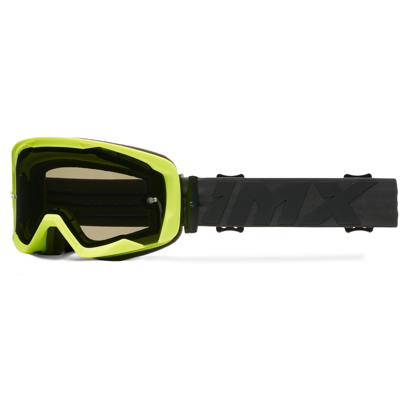Ochelari de protecție iMX Endurance Flip pentru motociclete galben fluo-negru cu plexiglas transparent