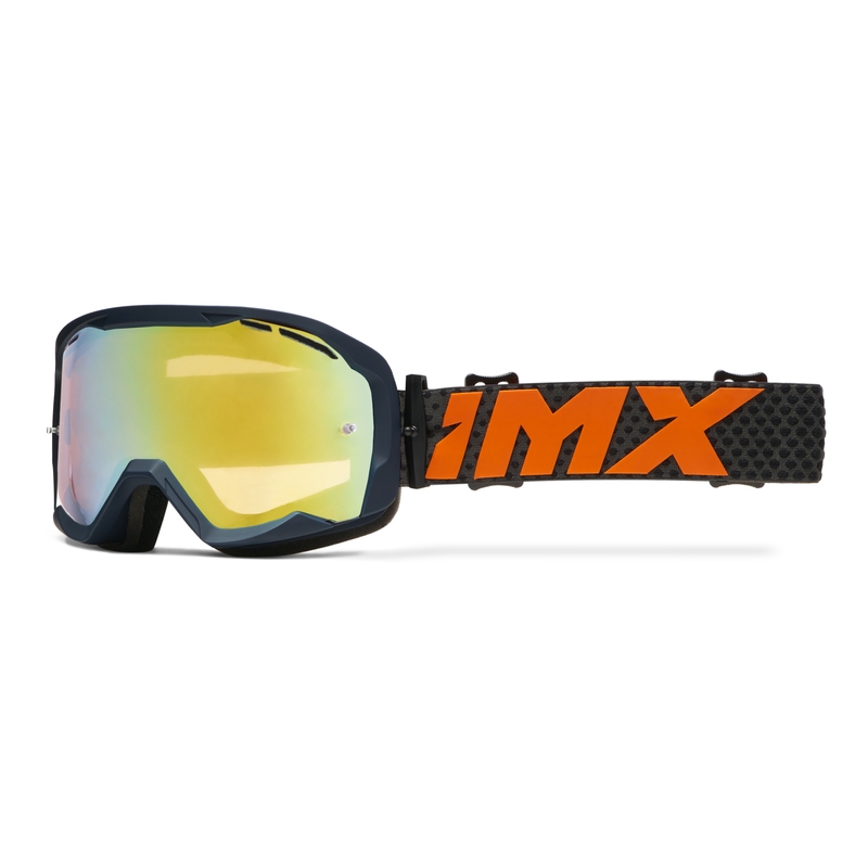 Ochelari de protecție iMX Endurance Flip pentru motociclete albastru-portocaliu cu plexiglas iridiu