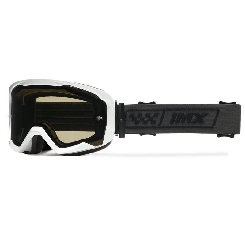 Ochelari de protecție iMX Endurance Race pentru motociclete alb-negru cu plexiglas afumat