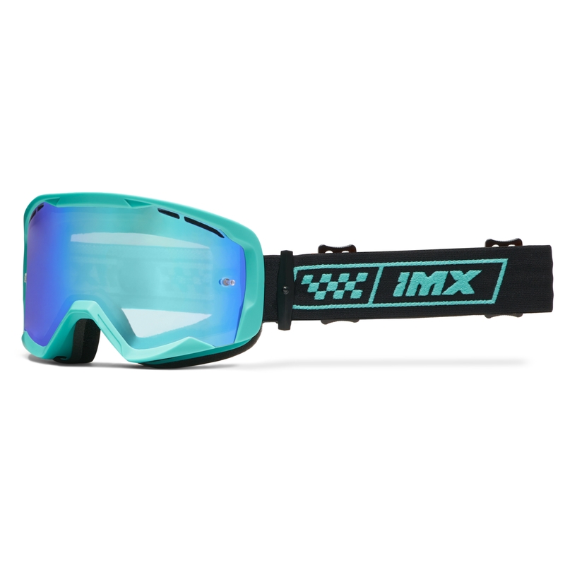 Ochelari de protecție iMX Endurance Race pentru motocicletă negru-turcoaz cu plexiglas iridiu