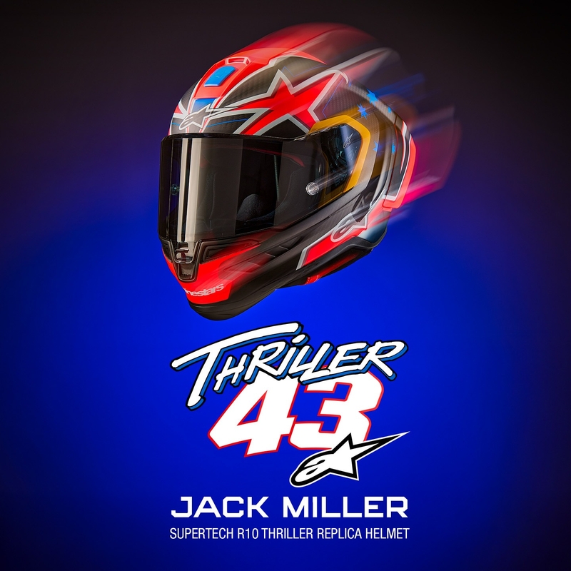 Cască de motocicletă integrală Alpinestars Supertech R10 Ediție limitată Jack Miller Carbon Mat Roșu-Albastru-Galben-Alb