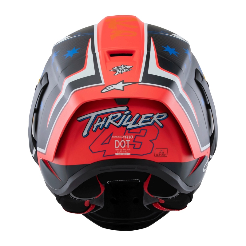 Cască de motocicletă integrală Alpinestars Supertech R10 Ediție limitată Jack Miller Carbon Mat Roșu-Albastru-Galben-Alb