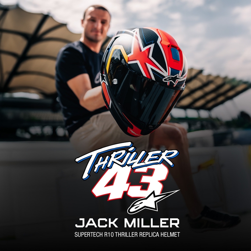 Cască de motocicletă integrală Alpinestars Supertech R10 Ediție limitată Jack Miller Carbon Mat Roșu-Albastru-Galben-Alb